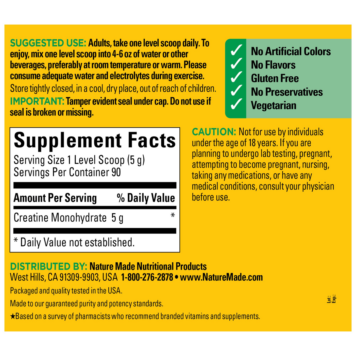 Creatine Monohydrate 5 g Drink Mix Powder
